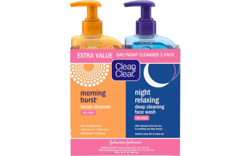 Clean & Clear Day & Night Face Wash with Citrus Morning Burst and Night Relaxing, Oil-Free and Hypoallergenic