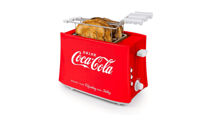 Coca-Cola Grilled Cheese Toaster with Easy-Clean Baskets and Adjustable Toasting Dial - Red, 2-Slot