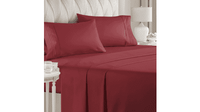 Comfy Breathable & Cooling Full Size Sheet Set - Burgundy