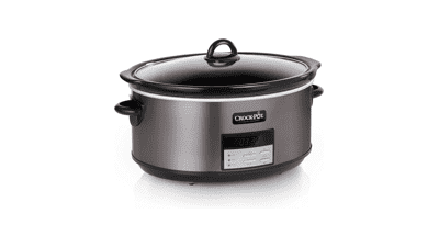 Crock-Pot 8 Quart Programmable Slow Cooker with Auto Warm Setting - Black Stainless Steel