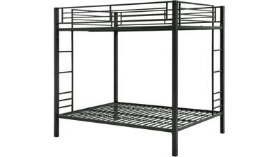 DHP Full over Full Bunk Bed, Metal Frame with Ladder (Black)