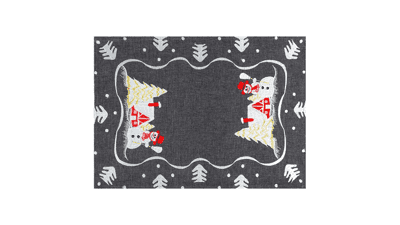 Dark Gray Snowman Table Place Mats for Christmas Holidays - Set of 6