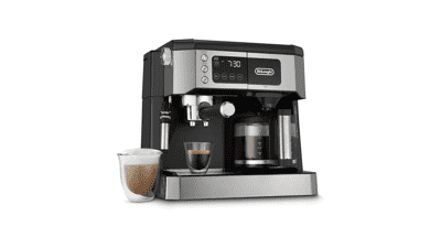 De'Longhi All-in-One Coffee Maker & Espresso Machine with Adjustable Milk Frother, 10-Cup Glass Coffee Pot - COM532M Black