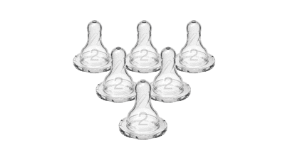 Dr. Brown’s Natural Flow Level 2 Narrow Baby Bottle Silicone Nipple, Medium Flow, 6 Count