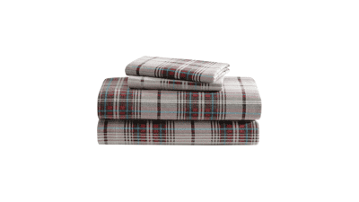 Eddie Bauer Queen Sheets, Cotton Flannel Bedding Set, Brushed for Extra Softness, Cozy Home Decor - Montlake Plaid