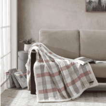 Eddie Bauer Reversible Sherpa Fleece Throw Blanket - New Castle Red