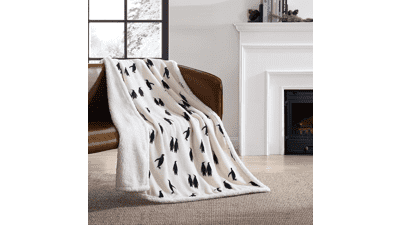 Eddie Bauer Ultra-Plush Throw Blanket Reversible Sherpa Fleece Emperor Penguin
