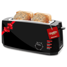 Elite Gourmet ECT4829B Long Slot 4 Slice Toaster - 6 Toast Settings, Defrost, Reheat, Cancel Functions, Slide Out Crumb Tray, Extra Wide Slots - Black