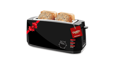 Elite Gourmet ECT4829B Long Slot 4 Slice Toaster - 6 Toast Settings, Defrost, Reheat, Cancel Functions, Slide Out Crumb Tray, Extra Wide Slots - Black