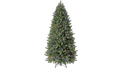 Evergreen Classics 6.5 ft Pre-Lit Vermont Spruce Christmas Tree with Color-Changing LED Lights