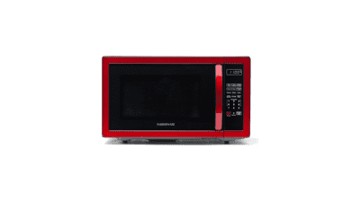 Farberware Countertop Microwave 1000 Watts, 1.1 cu ft - LED Lighting and Child Lock - Metallic Red