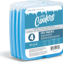 Fit & Fresh Cool Coolers - 4 Pack Slim Ice Packs, Quick Freeze Reusable Ice Packs for Lunch Boxes or Coolers - Blue