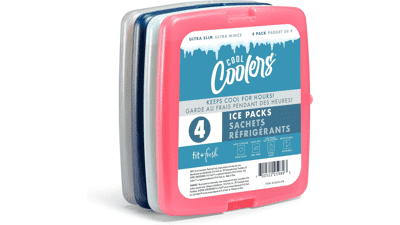 Fit & Fresh Cool Coolers - 4 Pack Slim Ice Packs for Lunch Boxes or Coolers