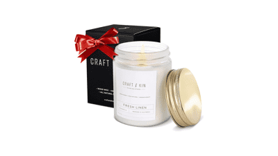 Fresh Linen Scented Candle 8 Oz Winter Candle