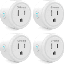 GHome Smart Mini Plug, Wi-Fi Outlet Socket Compatible with Alexa and Google Home, Timer Schedule Function, No Hub Required, 4 Pack, White