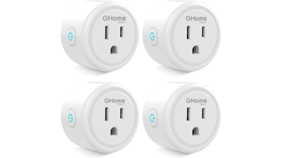 GHome Smart Mini Plug, Wi-Fi Outlet Socket Compatible with Alexa and Google Home, Timer Schedule Function, No Hub Required, 4 Pack, White