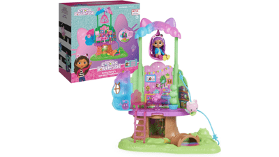 Gabby's Dollhouse Transforming Garden Treehouse Playset with Lights, 2 Figures, 5 Accessories, 1 Delivery, 3 Furniture