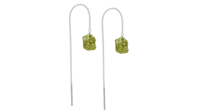 GemInspire 925 Sterling Silver Green Peridot Threader Earring - Women's August Birthstone Jewelry