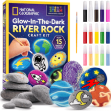Glow in The Dark Rock Painting Kit - Arts & Crafts for Kids, Decorate 15 River Rocks with Paint Colors & More Supplies
