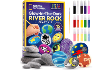 Glow in The Dark Rock Painting Kit - Arts & Crafts for Kids, Decorate 15 River Rocks with Paint Colors & More Supplies