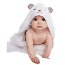 HIPHOP PANDA Hooded Towel - Rayon Made from Bamboo, Soft Bath Towel with Bear Ears - Ultra Absorbent (Bear, 30 x 30 Inch)