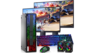 HP G2 RGB Gaming PC Desktop - Intel Core i7 6th Gen | 16GB DDR4 Ram | 1TB SSD | NVIDIA GTX 1050 Ti 4GB DDR5 | Dual 24 Inch Monitors | Windows 10 Pro - Computer Tower for PC Gamers (Renewed)