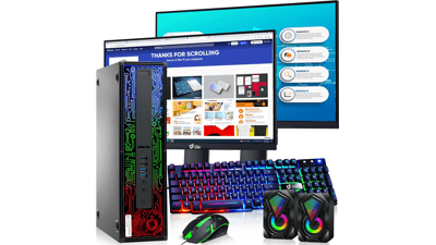 HP RGB Desktop PC - Intel Core i5 6th Gen | 16GB DDR4 Ram | 1TB SSD | Dual 22 Inch Monitors | Gaming Keyboard & Mouse | Windows 10 Pro (Renewed)