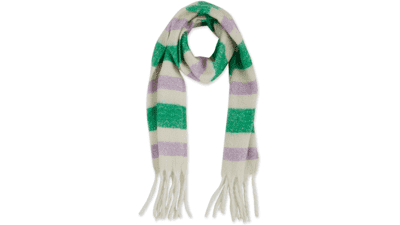 Hadley Wren South Plaid Fuzzy Fringe Scarf for Women