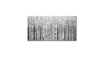 Hand Painted Birch Tree Wall Art - Nature Forest Landscape Canvas Oil Paintings - Teal White Aspen Trees - Scenic Texture Picture - Modern Home Decor - 24x48
