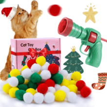 Hggha Christmas Cat Toy Balls with Launcher, Xmas Cat Gift Box
