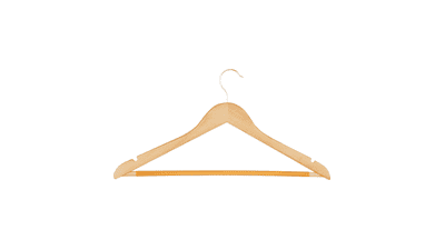 Honey-Can-Do Wood Hangers with Non-Slip Grooved Bar, 24-Pack