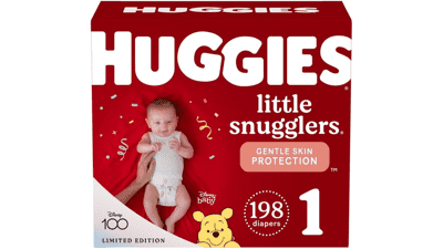 Huggies Little Snugglers Newborn Diapers, Size 1 (8-14 lbs), 198 Count