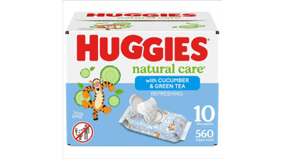 Huggies Natural Care Refreshing Baby Wipes, Hypoallergenic, Scented, 10 Packs