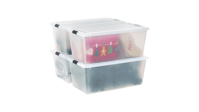 IRIS USA 4 Pack 91qt Large Clear View Plastic Storage Bin