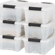 IRIS USA 6 Pack 12qt Plastic Storage Bin with Secure Latching Buckles