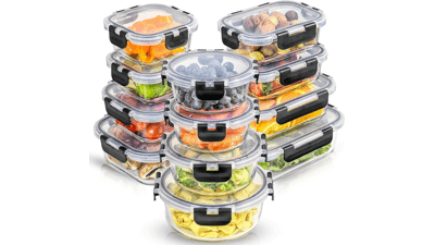 JoyJolt JoyFul 24pc Glass Food Storage Containers