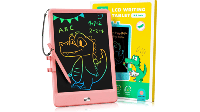KOKODI LCD Writing Tablet 8.5 Inch Doodle Board, Erasable Reusable Electronic Drawing Pad, Educational Learning Toy for 3-8 Years Old (Pink)