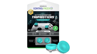 KontrolFreek Lotus Xbox One Xbox Series X Controller Performance Thumbsticks 2 Mid-Rise Concave Teal Clear