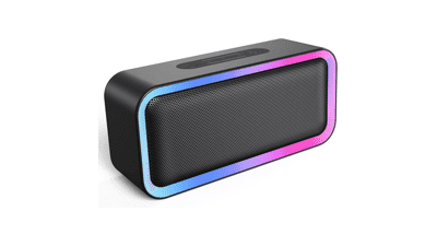 Kunodi Bluetooth Speaker - Wireless Portable Speaker with 10W Stereo Sound and Ambient RGB Light - IPX5 Waterproof for Outdoors and Travel (Black)