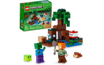 LEGO Minecraft Swamp Adventure 21240 - Building Game Construction Toy with Alex and Zombie Figures - Birthday Gift for Kids 8+