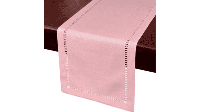 Large Handcrafted Solid Color Dining Table Runner - Pink, 14 x 120