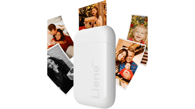 Liene 2x3” Photo Printer with 5 Zink Adhesive Photo Paper, Bluetooth 5.0, iOS & Android Compatible, Portable Color Mono Instant Photo Printer for iPhone, Smartphone - Pearl White
