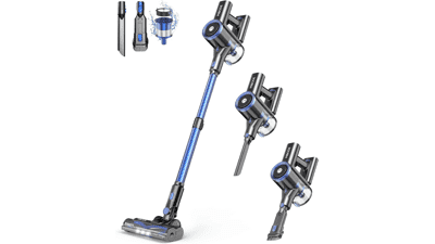 MIBODE Cordless Vacuum Cleaner, 3 Suction Modes, 45Mins Runtime, Anti-Tangle, 8-in-1 for Home
