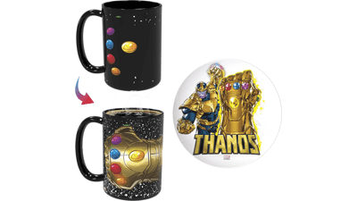 Marvel Ceramic Color Changing Mug and Plate Set for Coffee, Tea, Breakfast or Dessert with Heat Reactive Artwork - Thanos