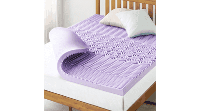Mellow 3 Inch 5-Zone Memory Foam Mattress Topper with Lavender Infusion - Twin Size