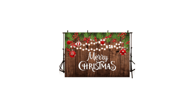 Merry Christmas Backdrop - Rustic Wooden Xmas Decorations Photography Background