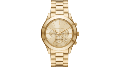 Michael Kors Slim Runway Chronograph Gold-Tone Stainless Steel Bracelet Watch