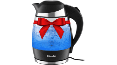 Mueller Ultra Kettle: M99S 1500W Electric Kettle with SpeedBoil Tech, 1.8L Cordless, LED Light, Borosilicate Glass