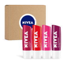 NIVEA Fruit Lip Balm Variety Pack, Tinted, 0.17 Oz, 4 count