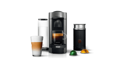 Nespresso VertuoPlus Coffee and Espresso Machine with Milk Frother, Grey
